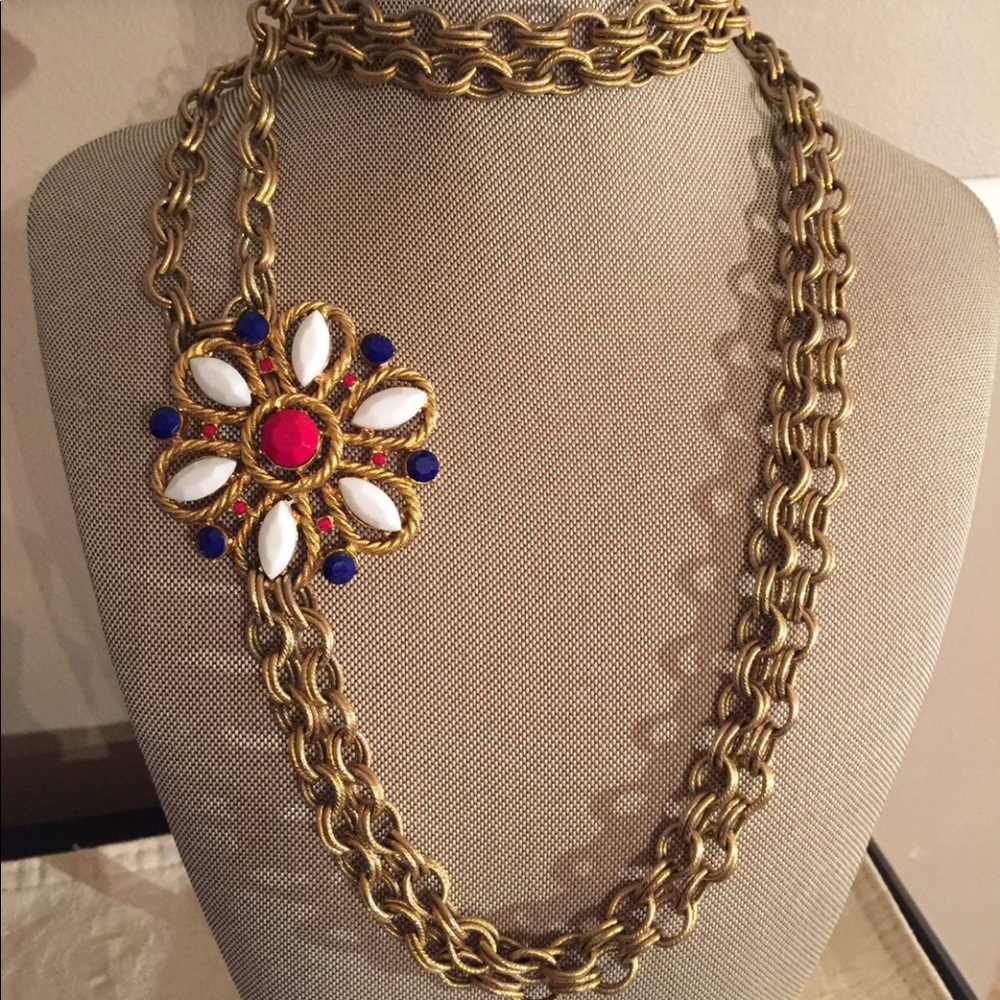 Vintage Gold tone jeweled chain belt